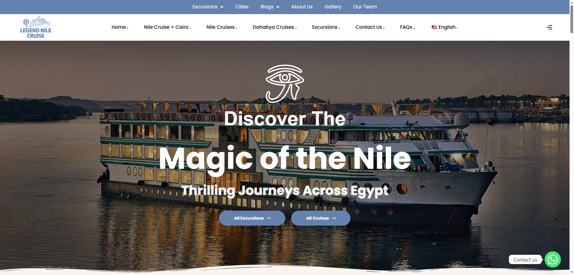 Legend Nile Cruise website interface showcase